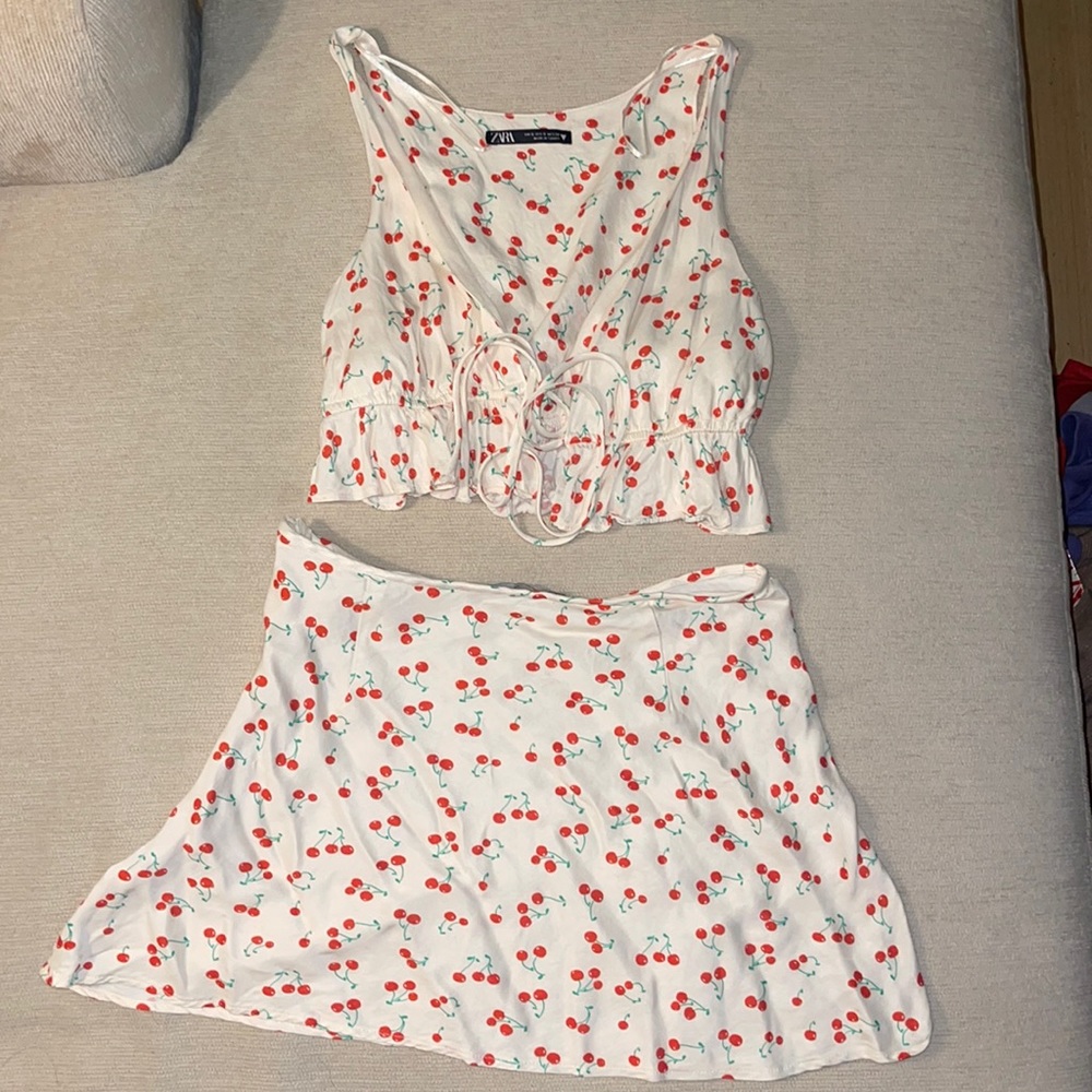 Cherry print Zara 2 piece set size small